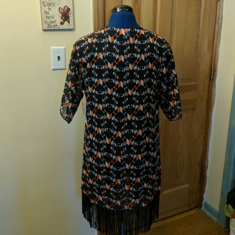 LulaRoe Navy Monroe Aztec Pattern w/Fringe - Picture 2 of 3